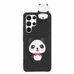 For Samsung Galaxy S22 Ultra 5G Shockproof 3D Lying Cartoon TPU Phone Case(Panda with Red Bow)