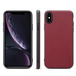 For iPhone X / XS Denior V7 Luxury Car Cowhide Leather Ultrathin Protective Case(Dark Red)