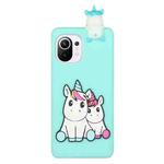 For Xiaomi Mi 11 Lite Shockproof 3D Lying Cartoon TPU Phone Case(Couple Unicorn)