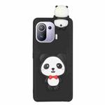 For Xiaomi Mi 11 Pro Shockproof 3D Lying Cartoon TPU Phone Case(Panda with Red Bow)