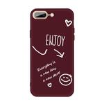For iPhone 8 Plus / 7 Plus Enjoy Emoticon Heart-shape Pattern Colorful Frosted TPU Phone Protective Case(Wine Red)