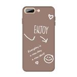 For iPhone 8 Plus / 7 Plus Enjoy Emoticon Heart-shape Pattern Colorful Frosted TPU Phone Protective Case(Khaki)