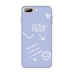 For iPhone 8 Plus / 7 Plus Enjoy Emoticon Heart-shape Pattern Colorful Frosted TPU Phone Protective Case(Light Purple)