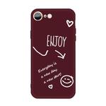 For iPhone SE 2022 / SE 2020 / 8 / 7 Enjoy Emoticon Heart-shape Pattern Colorful Frosted TPU Phone Protective Case(Wine Red)