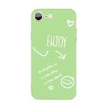 For iPhone SE 2022 / SE 2020 / 8 / 7 Enjoy Emoticon Heart-shape Pattern Colorful Frosted TPU Phone Protective Case(Green)