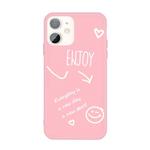 For iPhone 11 Enjoy Emoticon Heart-shape Pattern Colorful Frosted TPU Phone Protective Case(Pink)
