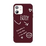 For iPhone 11 Enjoy Emoticon Heart-shape Pattern Colorful Frosted TPU Phone Protective Case(Wine Red)