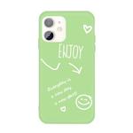 For iPhone 11 Enjoy Emoticon Heart-shape Pattern Colorful Frosted TPU Phone Protective Case(Green)