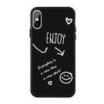 For iPhone X / XS Enjoy Emoticon Heart-shape Pattern Colorful Frosted TPU Phone Protective Case(Black)