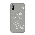 For iPhone X / XS Enjoy Emoticon Heart-shape Pattern Colorful Frosted TPU Phone Protective Case(Gray)