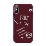 For iPhone XS / X Enjoy Emoticon Heart-shape Pattern Colorful Frosted TPU Phone Protective Case(Wine Red)