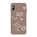 For iPhone X / XS Enjoy Emoticon Heart-shape Pattern Colorful Frosted TPU Phone Protective Case(Khaki)