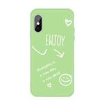 For iPhone X / XS Enjoy Emoticon Heart-shape Pattern Colorful Frosted TPU Phone Protective Case(Green)