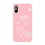 For iPhone XS Max Enjoy Emoticon Heart-shape Pattern Colorful Frosted TPU Phone Protective Case(Pink)