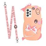 For Samsung Galaxy A33 5G Crossbody Cartoon Silicone Phone Case(Pig)