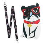 For Samsung Galaxy S22+ 5G Crossbody Cartoon Silicone Phone Case(Glasses Dog)