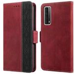 For Huawei P smart 2021 Stitching Side-Magnetic RFID Leather Phone Case(Red)