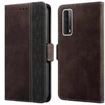 For Huawei P smart 2021 Stitching Side-Magnetic RFID Leather Phone Case(Coffee)