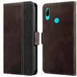 For Huawei Y7 2019 Stitching Side-Magnetic RFID Leather Phone Case(Coffee)