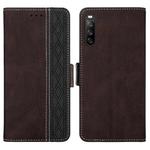 For Sony Xperia 10 III Stitching Side-Magnetic RFID Leather Phone Case(Coffee)