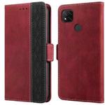 For Xiaomi Redmi 9C Stitching Side-Magnetic RFID Leather Phone Case(Red)