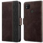 For Xiaomi Redmi 9C Stitching Side-Magnetic RFID Leather Phone Case(Coffee)