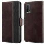 For Xiaomi Redmi 9T Stitching Side-Magnetic RFID Leather Phone Case(Coffee)