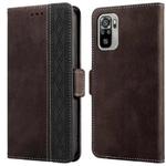 For Xiaomi Redmi Note 10 4G Stitching Side-Magnetic RFID Leather Phone Case(Coffee)