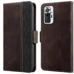 For Xiaomi Redmi Note 10 Pro Stitching Side-Magnetic RFID Leather Phone Case(Coffee)