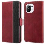 For Xiaomi Mi 11 Lite Stitching Side-Magnetic RFID Leather Phone Case(Red)