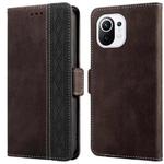 For Xiaomi Mi 11 Lite Stitching Side-Magnetic RFID Leather Phone Case(Coffee)