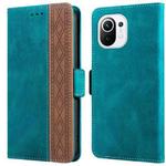 For Xiaomi Mi 11 Lite Stitching Side-Magnetic RFID Leather Phone Case(Dark Green)
