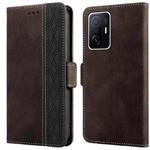 For Xiaomi Mi 11T Stitching Side-Magnetic RFID Leather Phone Case(Coffee)