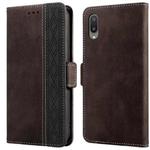 For Samsung Galaxy A02 Stitching Side-Magnetic RFID Leather Phone Case(Coffee)