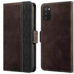 For Samsung Galaxy A02s Stitching Side-Magnetic RFID Leather Phone Case(Coffee)