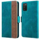 For Samsung Galaxy A02s Stitching Side-Magnetic RFID Leather Phone Case(Dark Green)
