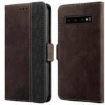 For Samsung Galaxy S10 Stitching Side-Magnetic RFID Leather Phone Case(Coffee)