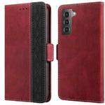 For Samsung Galaxy S21 5G Stitching Side-Magnetic RFID Leather Phone Case(Red)