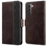 For Samsung Galaxy S21+ 5G Stitching Side-Magnetic RFID Leather Phone Case(Coffee)