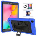For Galaxy Tab A 8.0 (2019) T290 Contrast Color Silicone + PC Combination Case with Holder(Dark Blue + Black)
