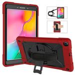 For Galaxy Tab A 8.0 (2019) T290 Contrast Color Silicone + PC Combination Case with Holder(Red + Black)
