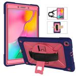 For Galaxy Tab A 8.0 (2019) T290 Contrast Color Silicone + PC Combination Case with Holder(Navy Blue + Rose Red)