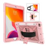 For iPad 10.2 Contrast Color Silicone + PC Combination Case with Holder(Rose Gold)