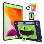 For iPad 10.2 Contrast Color Silicone + PC Combination Case with Holder(Navy Blue + Olivine)