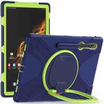 For Samsung Galaxy Tab S8 Ultra X900 Silicone + PC Tablet Protective Case(Navy Blue + Yellow Green)