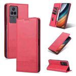 For Xiaomi Redmi K40S AZNS Magnetic Calf Texture Leather Phone Case(Red)