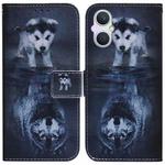 For OPPO A96 5G / Reno7 Z 5G Coloured Drawing Leather Phone Case(Wolf and Dog)