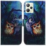 For OPPO Realme C35 Coloured Drawing Leather Phone Case(Oil Painting Owl)