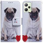For OPPO Realme C35 Coloured Drawing Leather Phone Case(Pug)