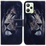 For OPPO Realme C35 Coloured Drawing Leather Phone Case(Lion)